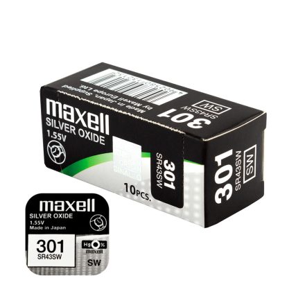 Maxell óra gombelem 301-SR43SW-V301 10db-os csomag