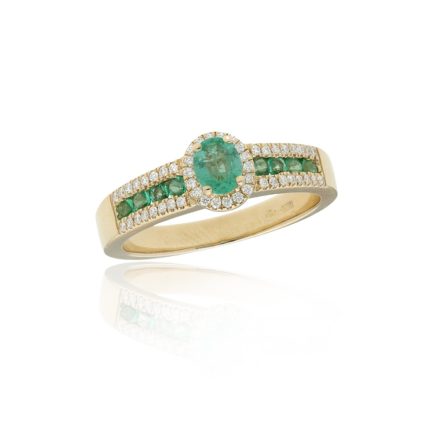 Gyémánt és smaragd (0,60ct) kővel díszített női Moon Diamond gyűrű - 50-00437A-1750F-56