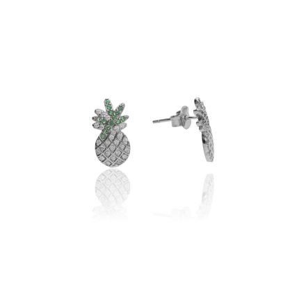 AG109411 - Ezüst beszúrós stekkeres ananász mintájú női fülbevaló