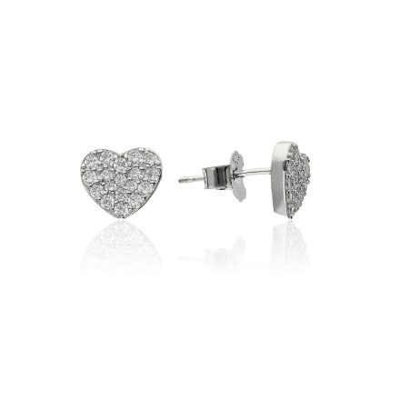 AG119355 - Ezüst beszúrós stekkeres szív mintájú női fülbevaló