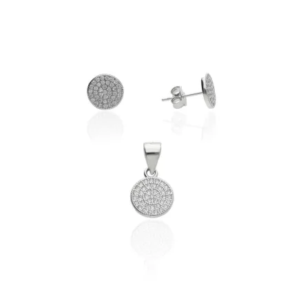 - Ezüst Fülbevaló és medál szett