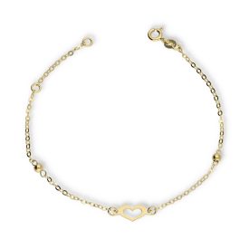   AU85174 - 14 karátos arany karlánc szív medállal Hossz: 16 + 3 cm