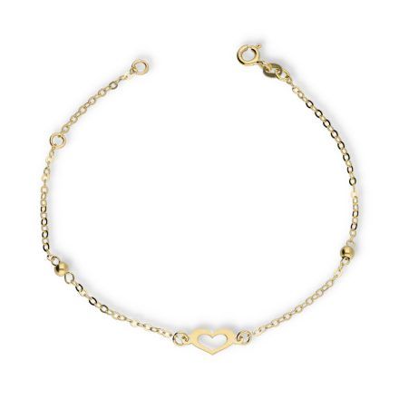 AU85178 - 14 karátos arany karlánc  szív medállal Hossz: 16 + 3 cm