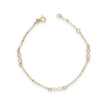 AU85551 - 14 karátos arany karlánc  infinity medállal Hossz: 16 + 3 cm