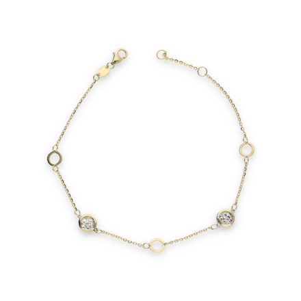 AU85552 - 14 karátos arany karlánc  köves medállal Hossz: 16 + 3 cm