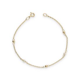   AU85554 - 14 karátos arany karlánc  gyöngy medállal Hossz: 16 + 3 cm