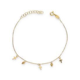   AU85555 - 14 karátos arany karlánc  kereszt medállal Hossz: 16 + 3 cm