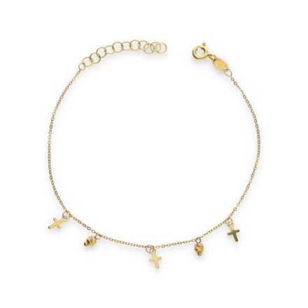 AU85555 - 14 karátos arany karlánc  kereszt medállal Hossz: 16 + 3 cm