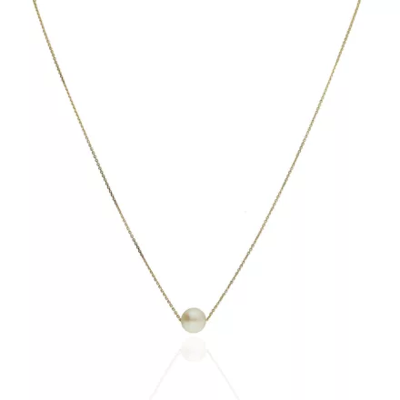 AU86047 - 14 karátos arany nyaklánc beépített gyöngy medállal Hossz: 42-46 cm