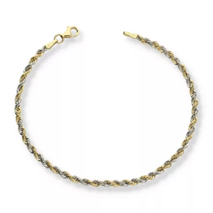 AU87729 - 14 K sárga és fehér arany karlánc Hossz: 18,5 cm