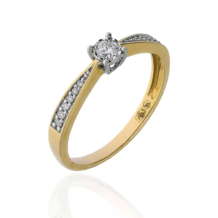 B280 - 223349 - Briliáns kővel díszített női arany gyűrű Méret: 55