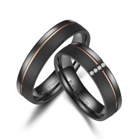 Black titánium karikagyűrű pár - BT-04