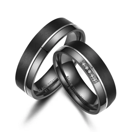 Black titánium karikagyűrű pár - BT-07