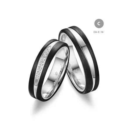 14 karátos Arany és Karbon karikagyűrű pár - CA-16-14K-C