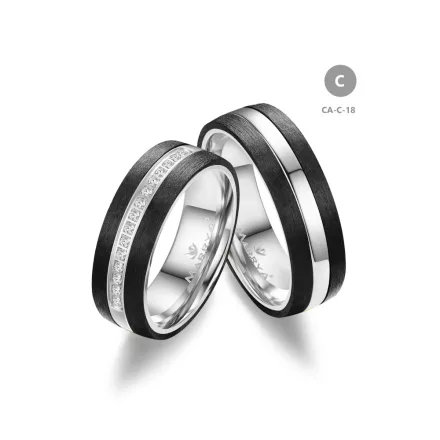 14 karátos Arany és Karbon karikagyűrű pár - CA-18-14K-C