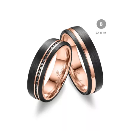14 karátos Arany és Karbon karikagyűrű pár - CA-19-14K-B
