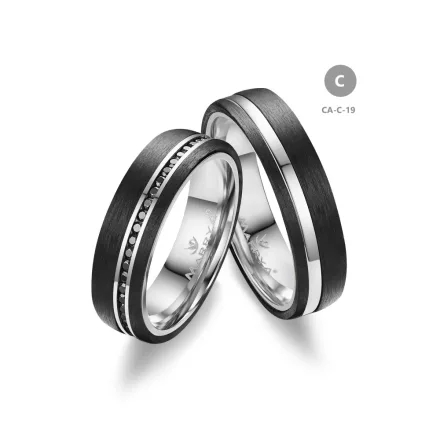 14 karátos Arany és Karbon karikagyűrű pár - CA-19-14K-C