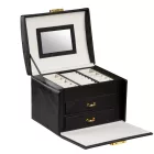 EDELWOLLE SZINETIKUS BŐR ÉKSZERTARTÓ DOBOZ, FEKETE