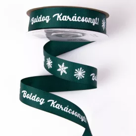 BOLDOG KARÁCSONYT szalag zöld 20 mm