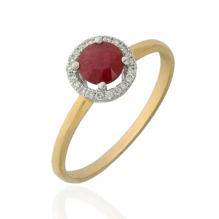 M627-RU - 223345 - Briliáns kővel és rubin kővel díszített női arany gyűrű Méret: 52