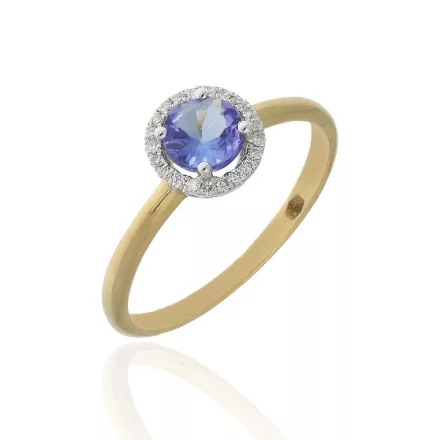 M627-TZ - 223329 - Briliáns kővel és tanzenit kővel díszített női arany gyűrű Méret: 52