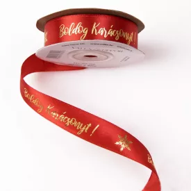 BOLDOG KARÁCSONYT szalag piros 20 mm