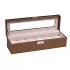 EDELWOLLE (941) BRONZBARNA SZÍNŰ KARBON MINTÁS SZINETIKUS BŐR ÓRATARTÓ DOBOZ 6 ÓRÁNAK