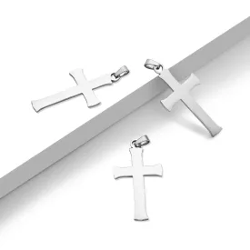   P5020523 - Ezüst színű nemesacél kereszt medál – gravírozható