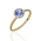 R217754 -Briliáns csiszolású gyémánt és tanzenit kővel díszített női arany gyűrű
