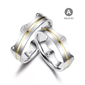 Arany és ezüst karikagyűrű pár - SG-01-14K-A