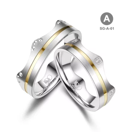 Arany és ezüst karikagyűrű pár - SG-01-18K-A