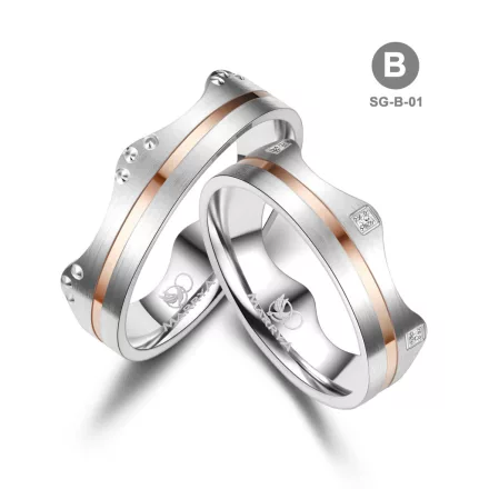 Arany és ezüst karikagyűrű pár - SG-01-18K-B