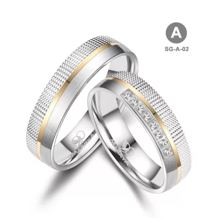 Arany és ezüst karikagyűrű pár - SG-02-14K-A