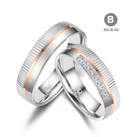 Arany és ezüst karikagyűrű pár - SG-02-14K-B