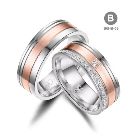 Arany és ezüst karikagyűrű pár - SG-03-14K-B