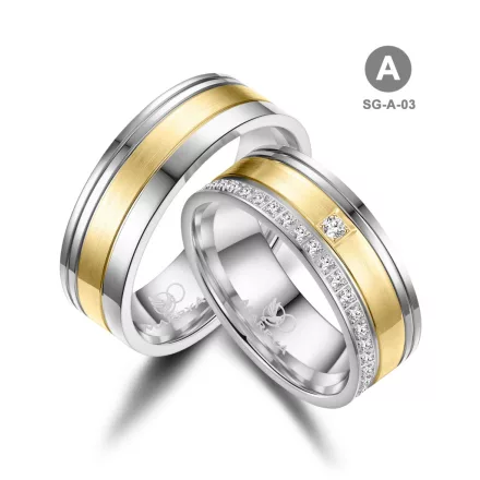 Arany és ezüst karikagyűrű pár - SG-03-18K-A