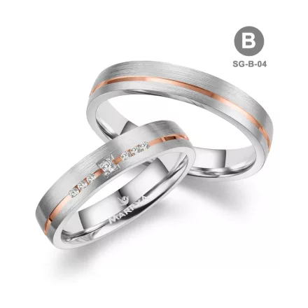 Arany és ezüst karikagyűrű pár - SG-04-14K-B