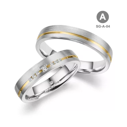 Arany és ezüst karikagyűrű pár - SG-04-18K-A