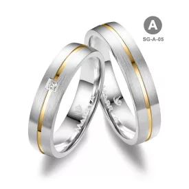 Arany és ezüst karikagyűrű pár - SG-05-14K-A