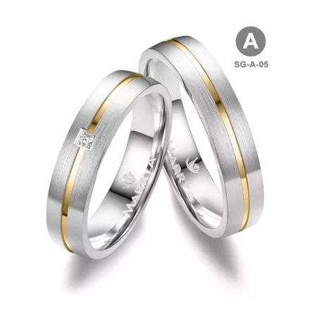 Arany és ezüst karikagyűrű pár - SG-05-14K-A