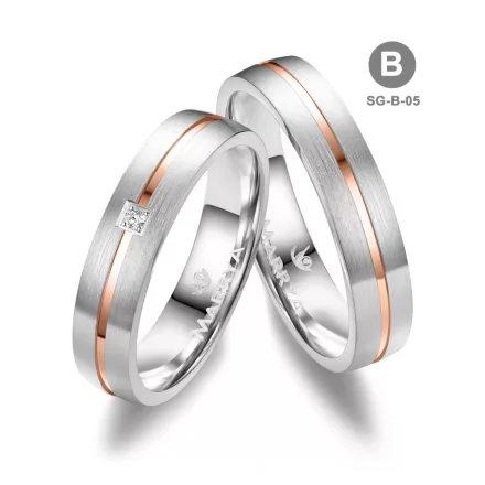 Arany és ezüst karikagyűrű pár - SG-05-14K-B