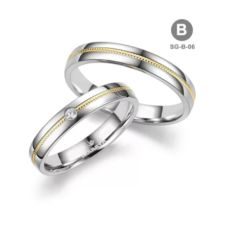 Arany és ezüst karikagyűrű pár - SG-06-14K-B