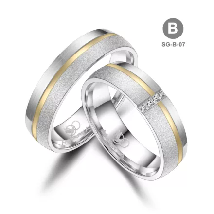 Arany és ezüst karikagyűrű pár - SG-07-14K-B