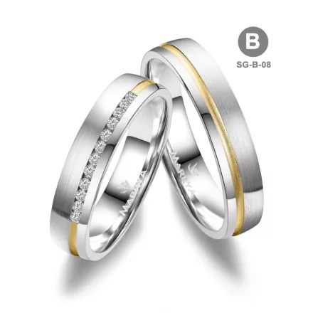 Arany és ezüst karikagyűrű pár - SG-08-14K-B