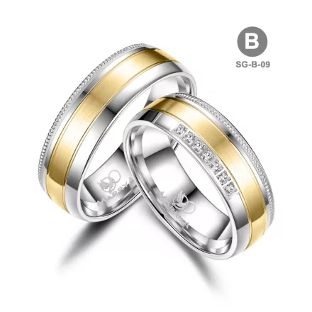 Arany és ezüst karikagyűrű pár - SG-09-14K-B