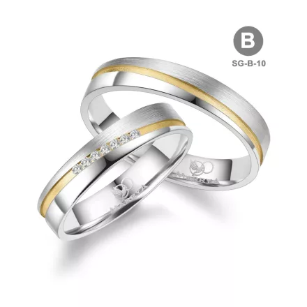 Arany és ezüst karikagyűrű pár - SG-10-18K-B